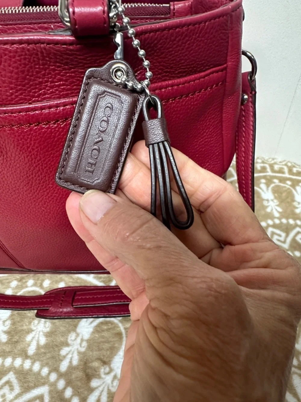 Coach Park  Large Carryall F23268 in Red Pebbled Leather